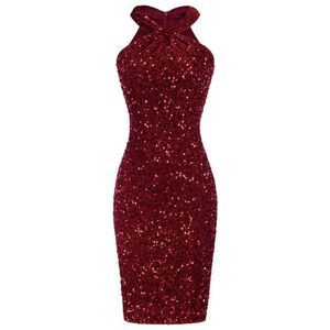 slim fit dress slacks Burgundy Sequin Bodycon Dress